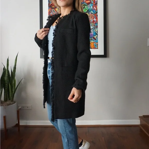 Black Tweed Jacket Size US 4 - Picture 3 of 9